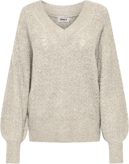 Only Trui Onllucilla Ls Glitter V-neck Knt 15324276 Birch/gold Glitter Dames Maat - XS