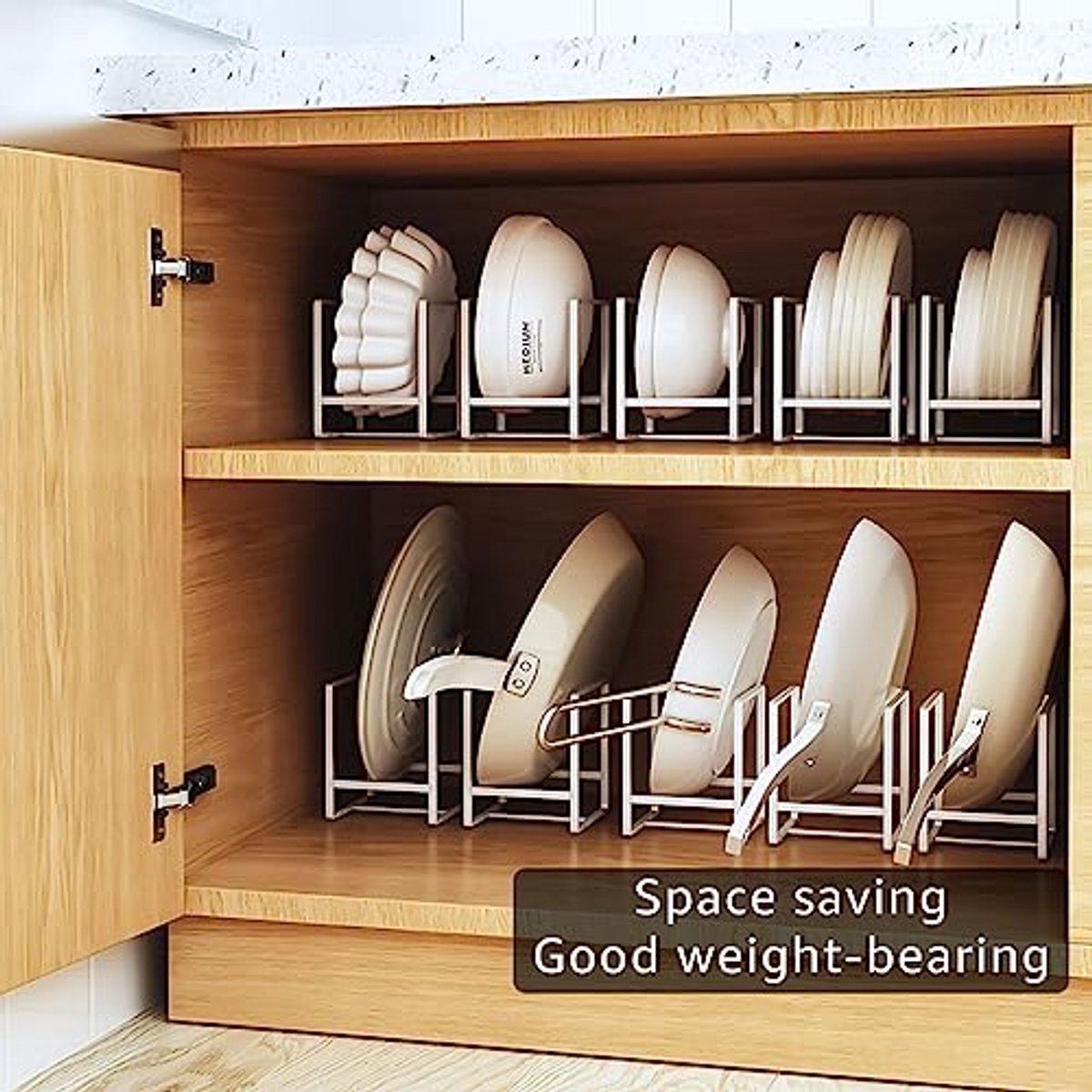 Bordenorganizer Set van 4 - Metalen Bordenhouder voor Keuken en Kast