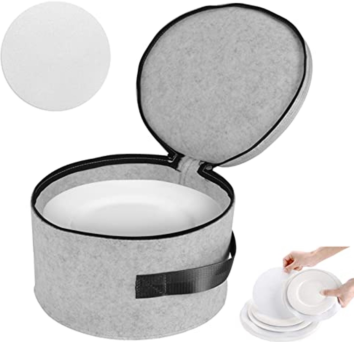 Dapper 12 inch Vilt Opbergkoffer met Deksel - Perfect voor Servies en Organisatie
