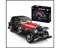 Technisch Autospeelgoed - Rode Vintage Auto Bouwstenen Set - 1308 Stuks - Klassiek Oldtimer Ontwerp - Authentieke Details