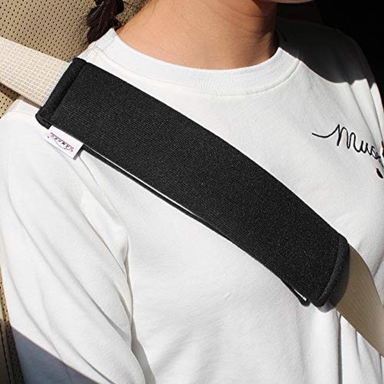 Autogordelpads van imitatieschapenvacht, 4 stuks veiligheidsgordelpads beschermen schoudernekvulling, comfortabele harnaspads helpen je nek en schouder te beschermen (4 stuks zwart