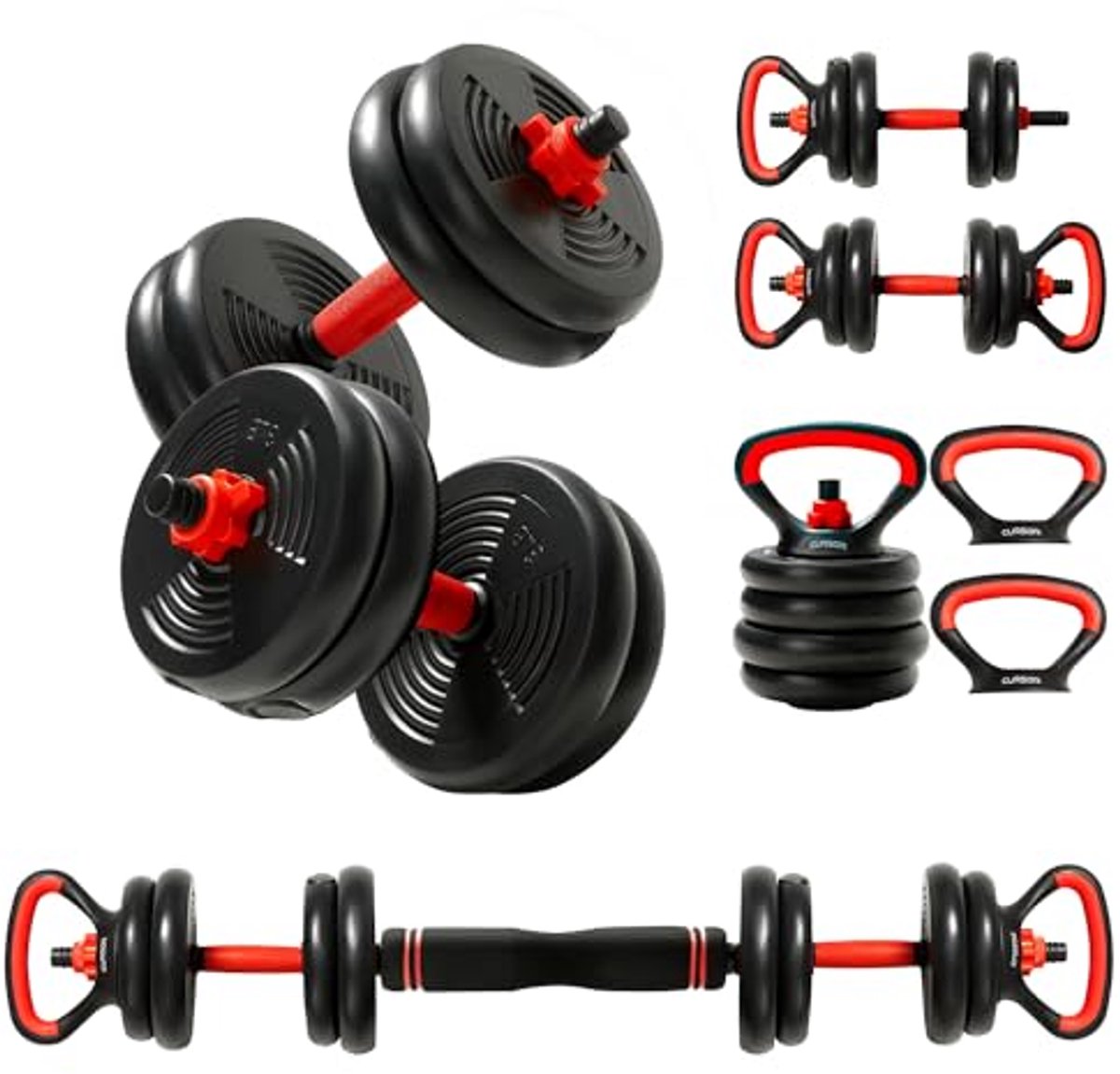 Verstelbare 4-in-1 Halterset voor Krachttraining - Thuisgym Set van 20 lbs (22,7 kg)