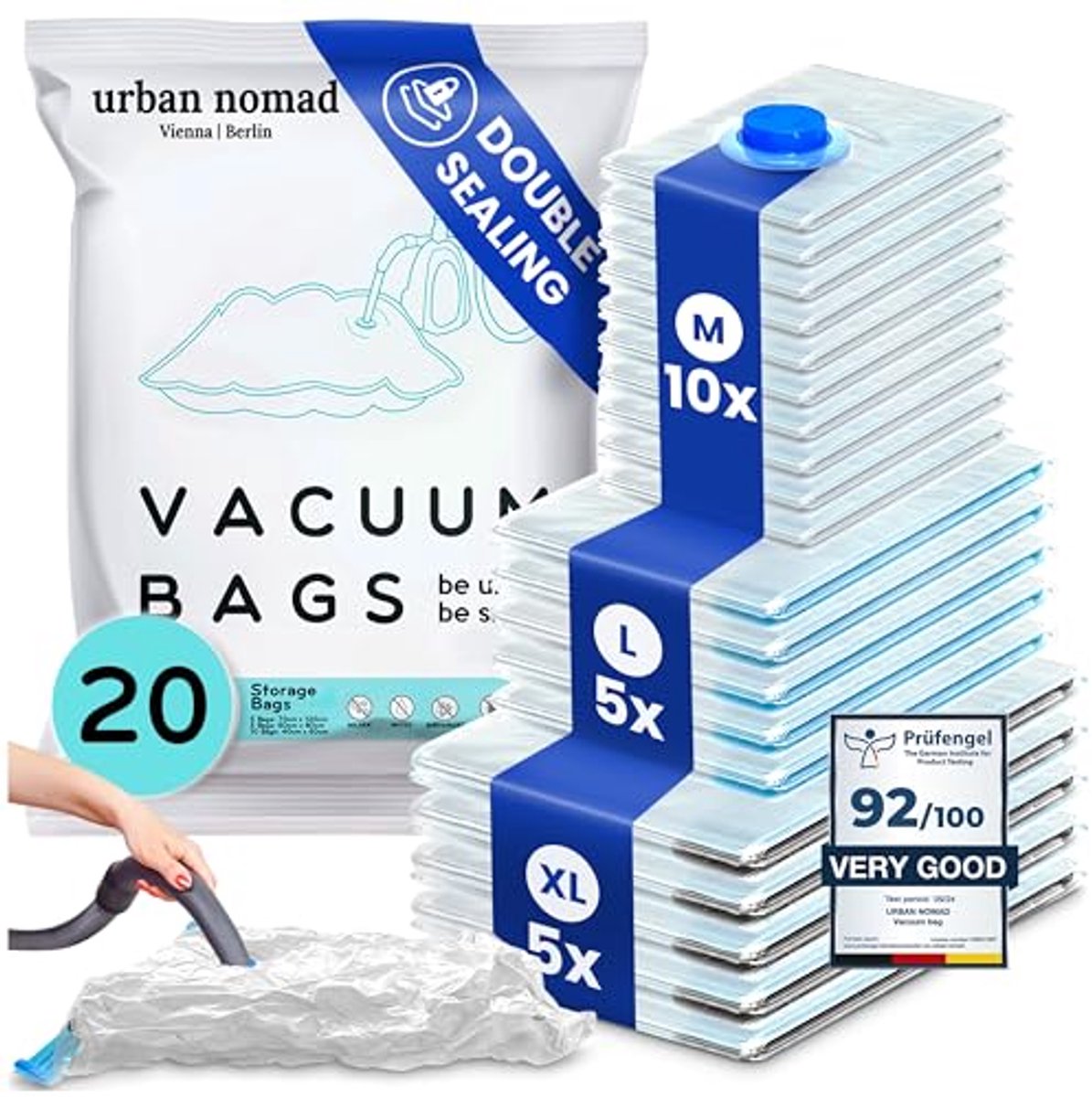 Vacuüm Sealer Zakjes Set van 20 - Ruimtebesparend en Luchtdicht voor Kleding