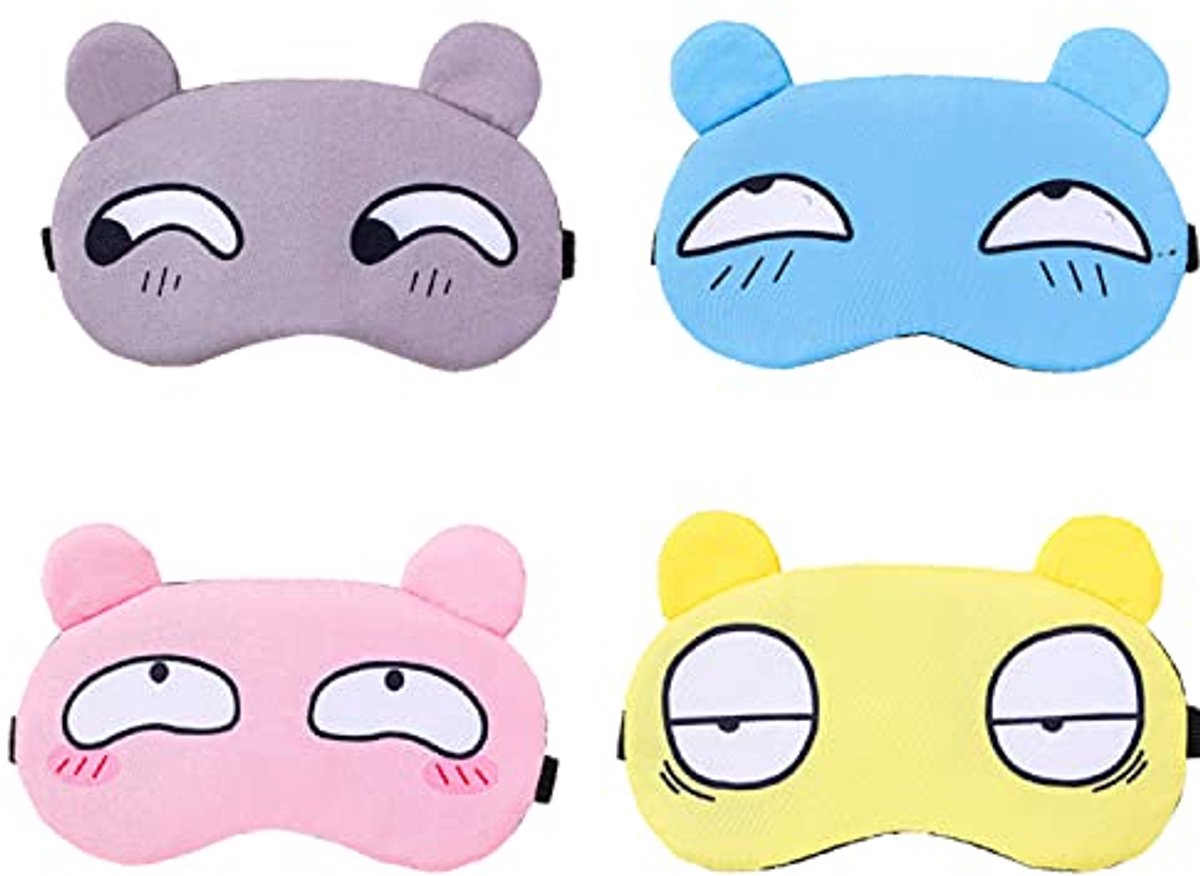Set van 6 Cartoon Slaapmaskers voor Kinderen en Volwassenen - Zachte en Pluizige Oogmaskers voor Reis en Ontspanning