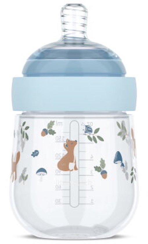 Mepal Mio Babyfles Little Dutch - 165 ml - Anti-koliek - Spiraalontwerp voorkomt verstopping - Siliconen van medische kwaliteit - Forest Friends