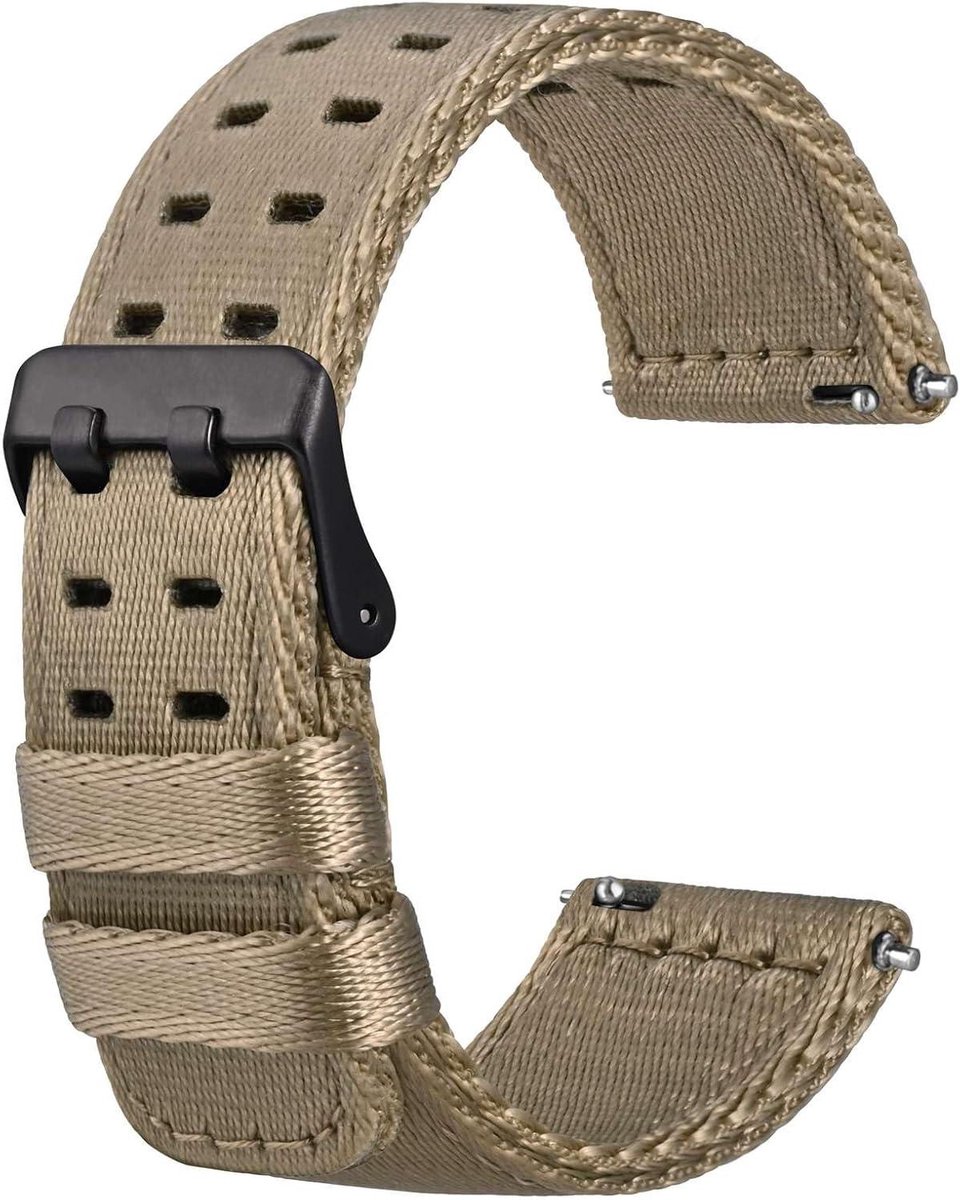 Nylon horlogeband met dubbele gaten, zijdeachtige bandjes, snelsluiting, 18mm 20mm 22mm breedte