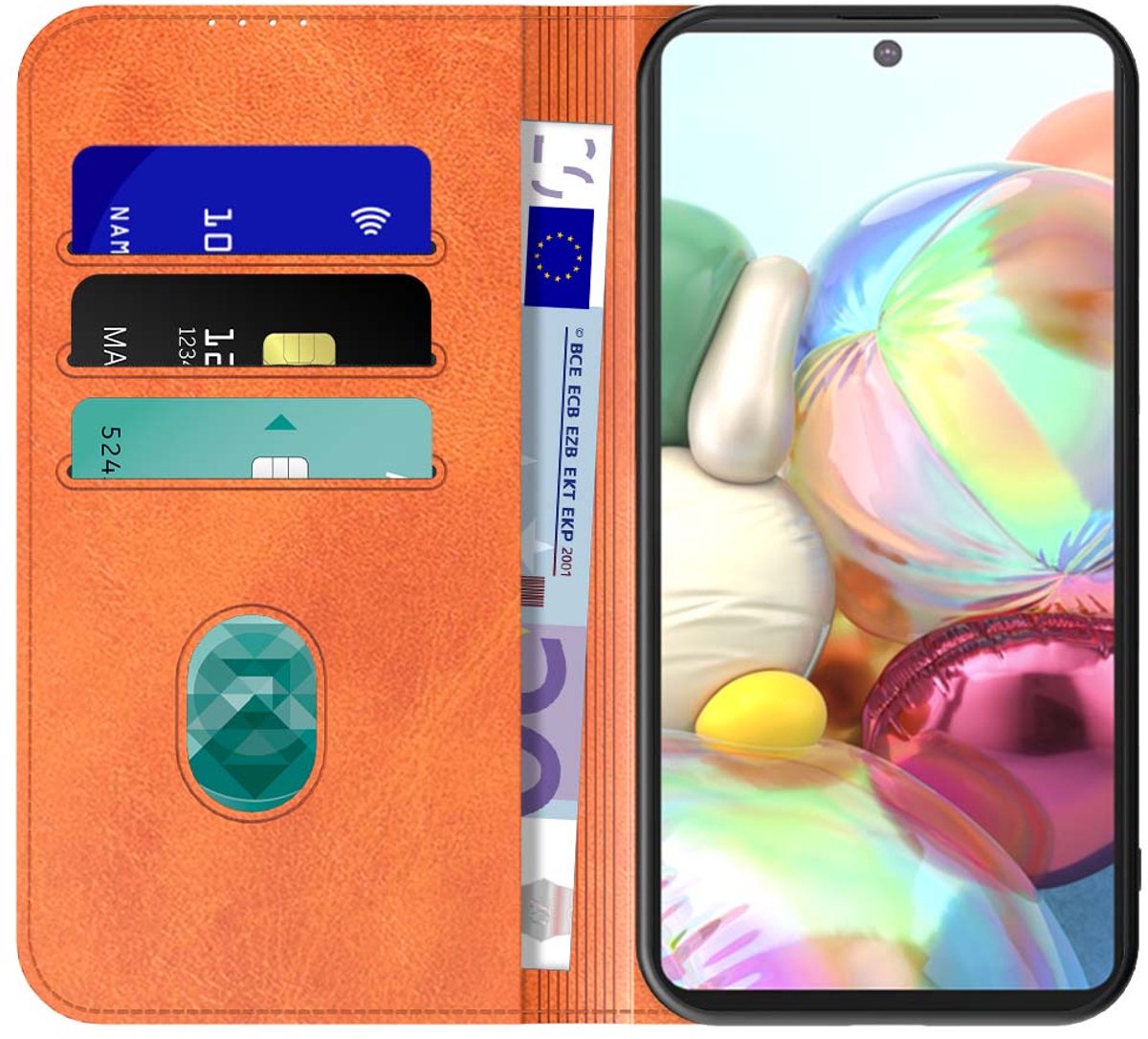 Geschikt voor Samsung Galaxy A71 Telefoonhoesje Bruin Kunstleer Met Magnetische Sluiting - Portemonnee BookCase Met Pasjeshouder - ProtX