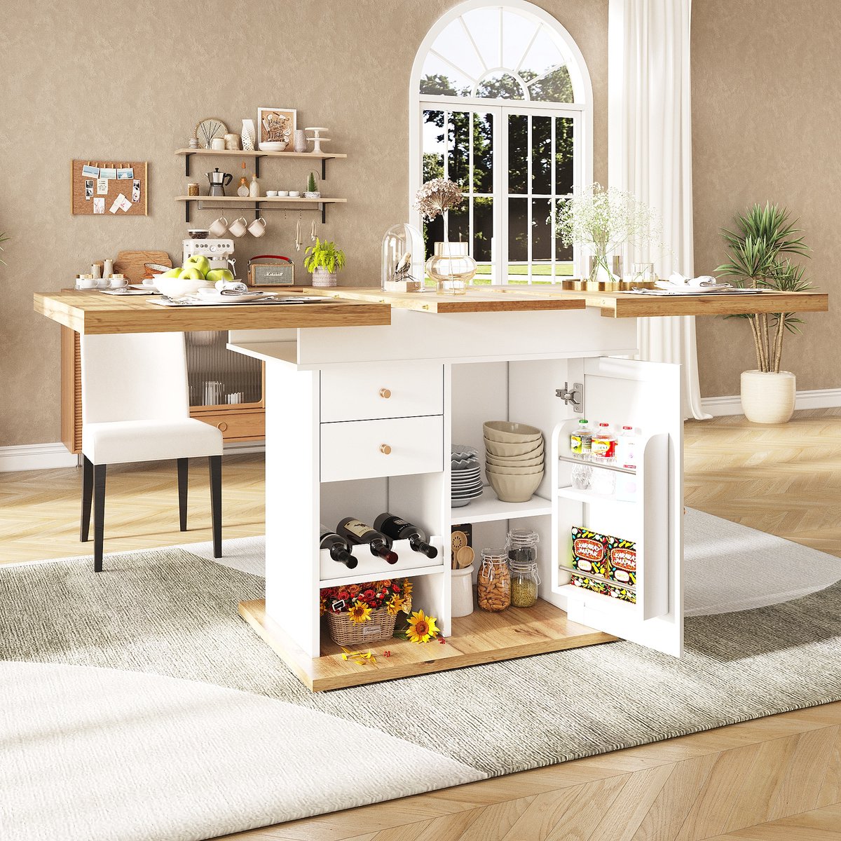 Re-purelife® Uitschuifbare Eettafel 110-140*80 cm - Modern Keukentafel voor 4-6 Personen -