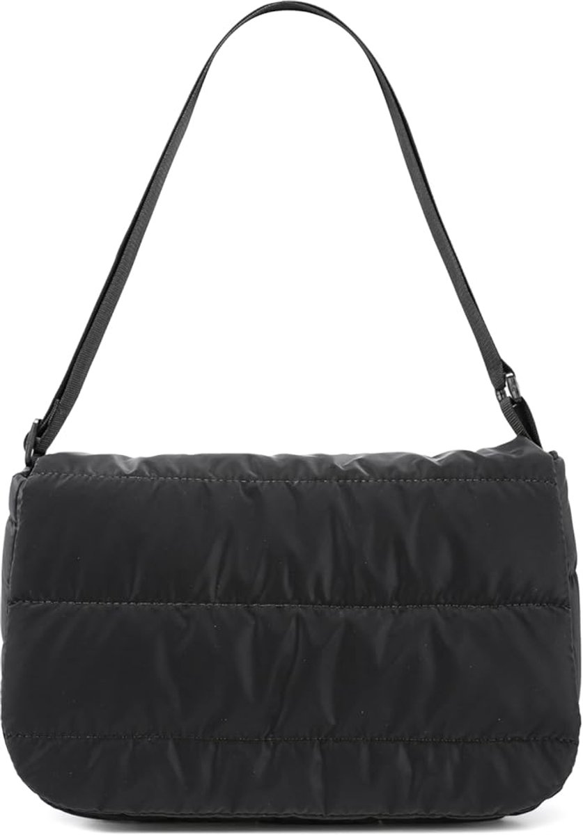 Puffertas, crossbody-tas voor vrouwen, zachte gevoerde dons-schoudertassen voor casual werken, puffy handbagagetas, Zwart