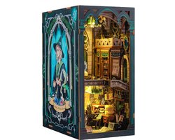 CuteBee - Book Nook - Maisons miniatures DIY - Kit de construction de maquettes - Modélisme en bois - Ados (14 ans et plus) - Adultes - Serre-livres en bois - Salle commune sombre (RK05B)