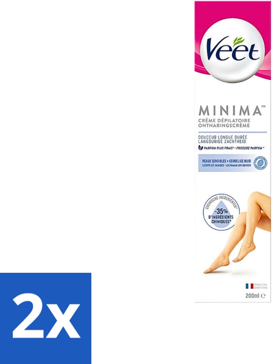 2 x Veet - Minima - Ontharingscrème - Normale Huid - 200ml - Ontharingscrème - Veet - Gladde Huid - Zachte Huid - Ontharen Benen