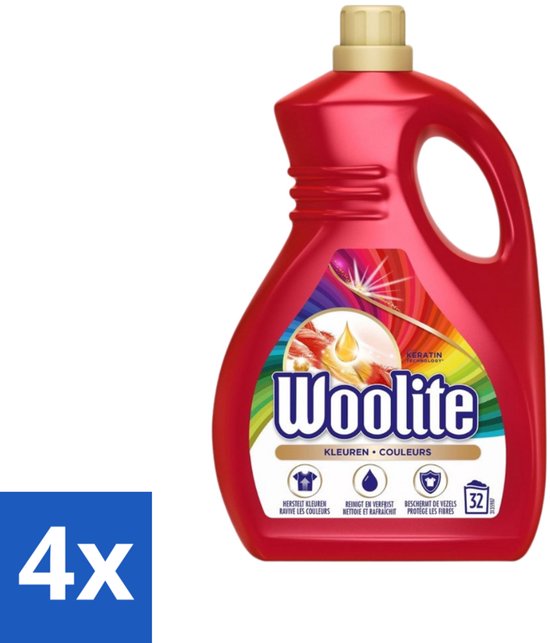 4 x Woolite Color - Vloeibaar Wasmiddel - Met Keratine - Gekleurde Was - 32 Wasbeurten - 1,9L - Wasmiddel Voor Gekleurde Was - Wasmiddel Met Keratine - Kleurbehoud - Wasmiddel 32 Wasbeurten - Vloeibaar Wasmiddel
