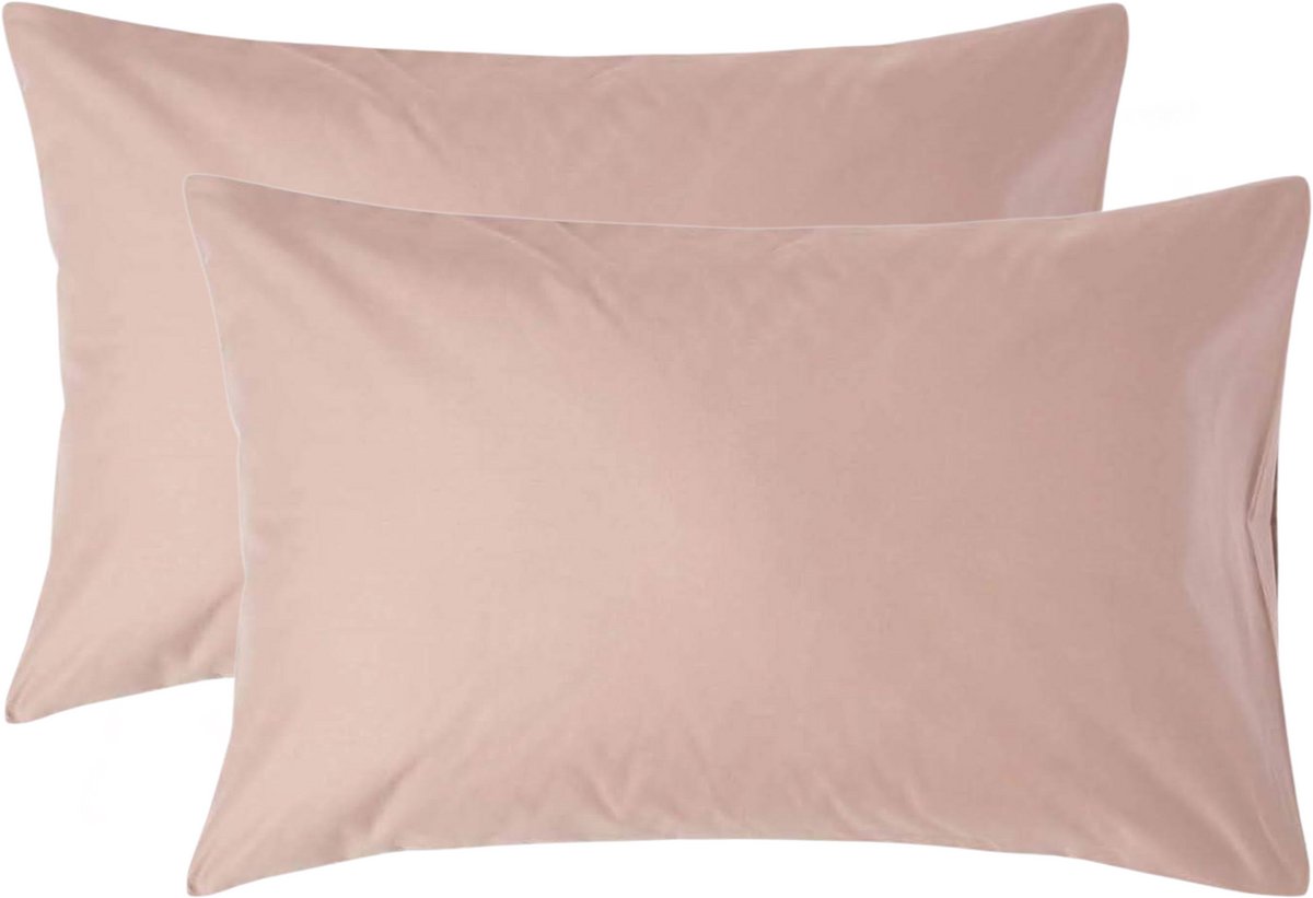 Homescapes Luxe Satijn Kussensloop 50x75 cm – Beige – Set van 2 – 100% Egyptisch Katoen Satijn – Draaddichtheid 1000