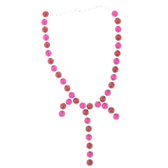 Behave® Dames ketting zilver kleur met rode en roze stenen en hangers  46 cm