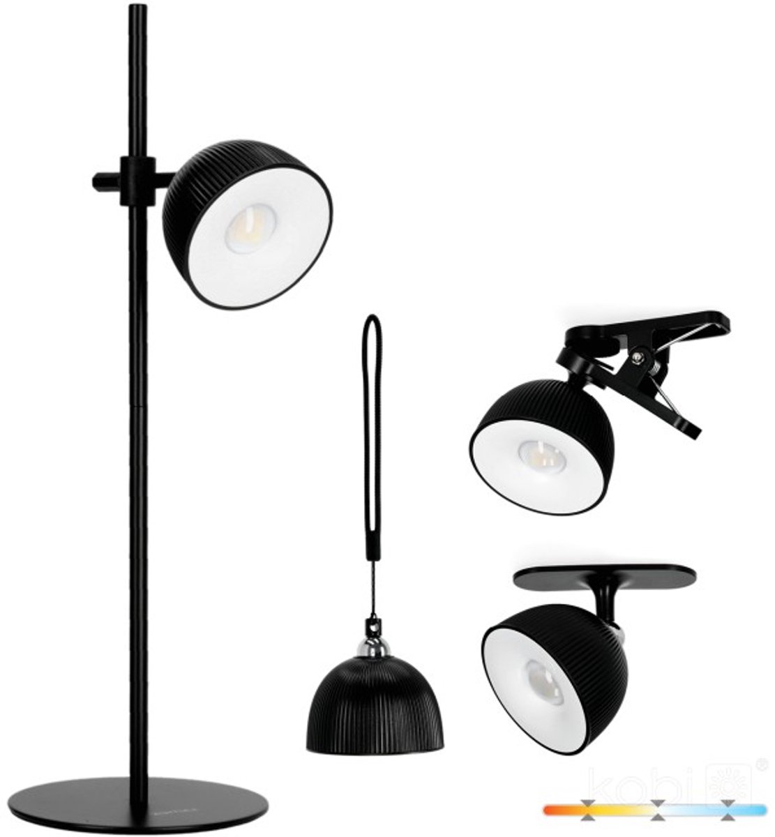 LED Orbi 2,5W 4in1 Bureaulamp magnetisch Zwart - CCT Lichtkleur instelbaar | Incl. Klem, plafondmontage, koort