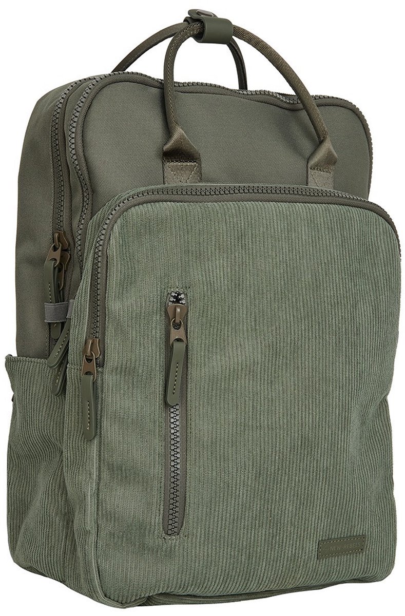 New Rebels Ribbi Milwaukee – Laptoptas Schooltas Werktas 15.6 inch Laptopvak Rugzak Rib Fabric 18L Sage Green