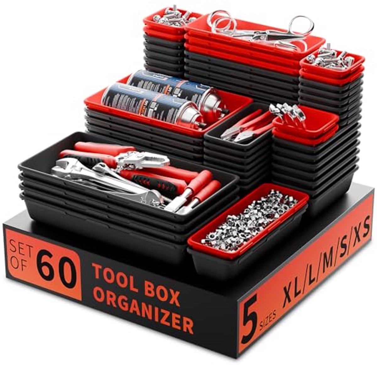 Tool Box Organizer Tray - Desk Drawer Organizer voor Gereedschap (60 Stuks)