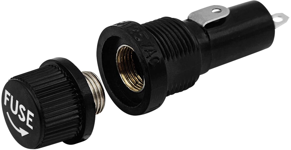 VLTG Zekeringhouder Inbouw 5x20mm - met Schroefdop - Geschikt voor 5x20mm glaszekering