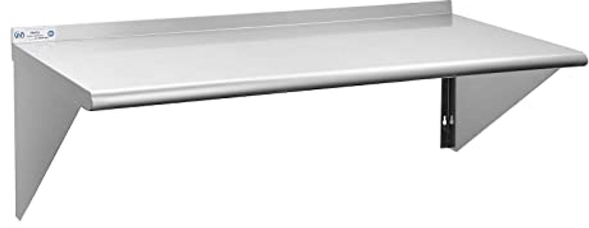 Roestvrijstalen Plank 18 x 48 inch voor Wandmontage - Commerciële Kwaliteit