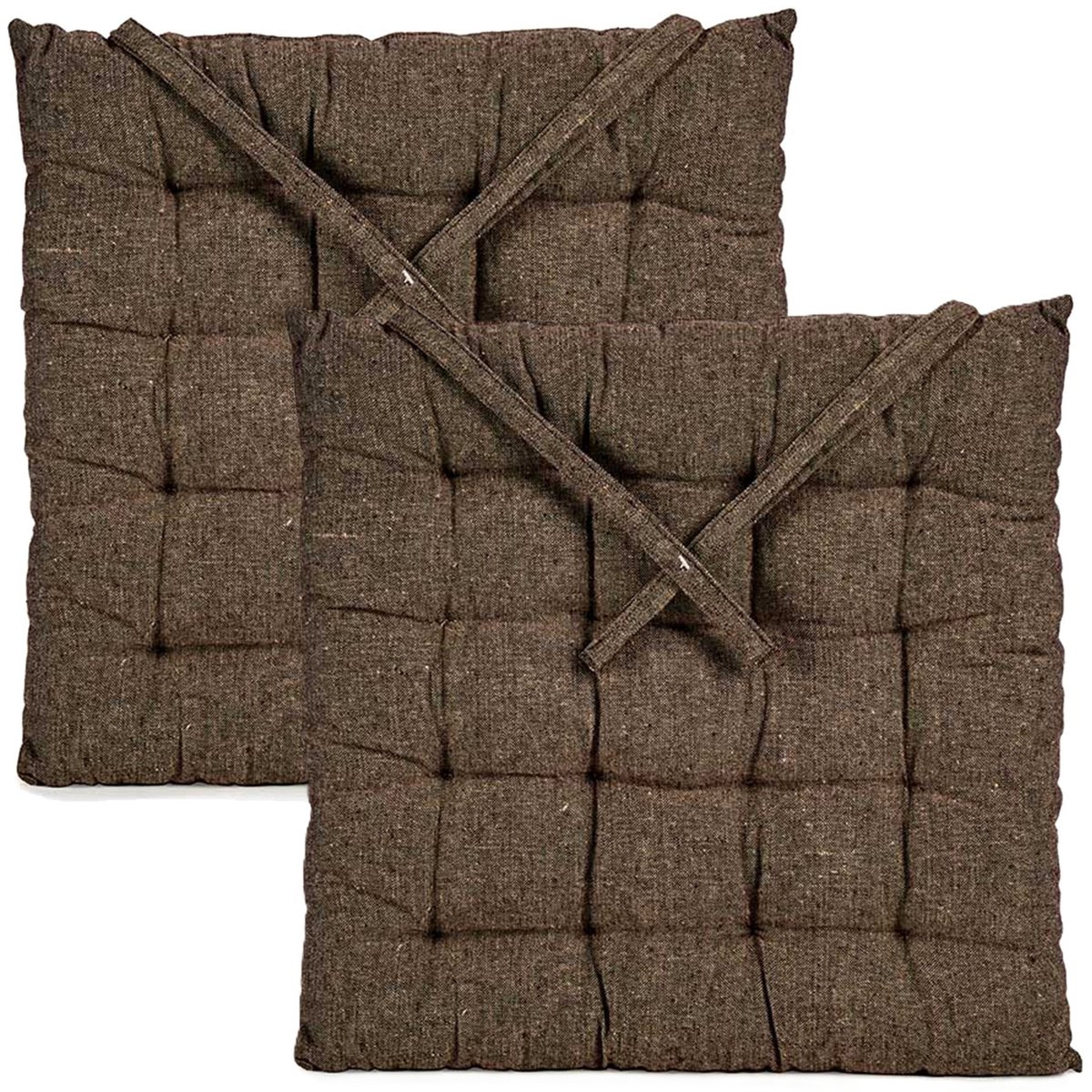 Giftdecor Stoelkussen Decorama - 2x - binnen/buiten - bruin - 40 x 40 x 5 cm - polyester
