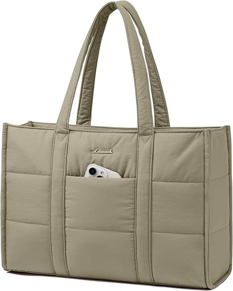 Groene Dames Handtas – Stijlvolle Grote Werktas & Laptop Handtas geschikt voor 15,6 inch Laptop – Perfect voor Universiteit, Zaken of School