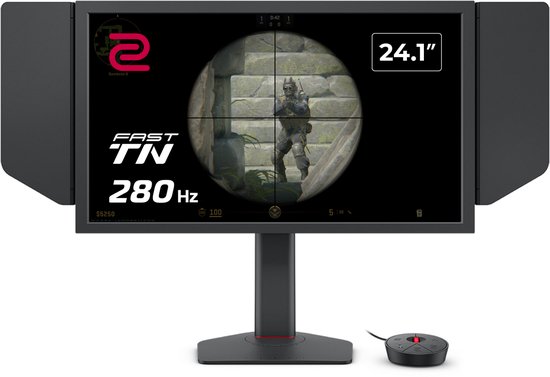 BenQ Zowie XL2540X+ Gaming Monitor 280Hz - XL Setting to Share - Black Equalizer - Color Vibrance - S Switch - Zeer snel eSports beeldscherm - 24 inch - inclusief schaduwkappen