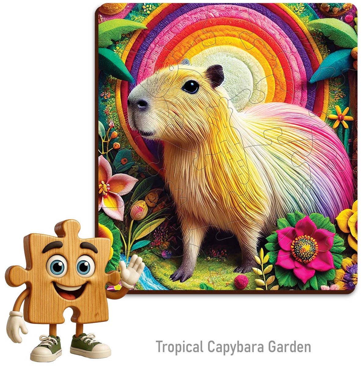 Houten Puzzel Tropische Tuin Capibara 20 Stukjes voor Kinderen