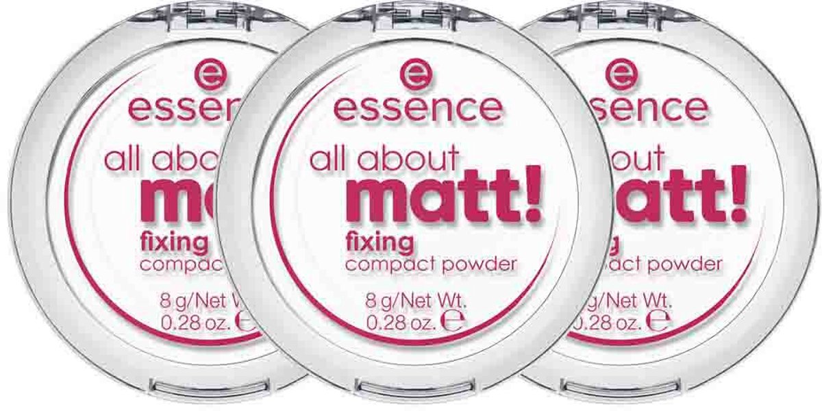 essence All About Matt! Fixing Compact Powder - 3 x 8 gr - Voordeelverpakking