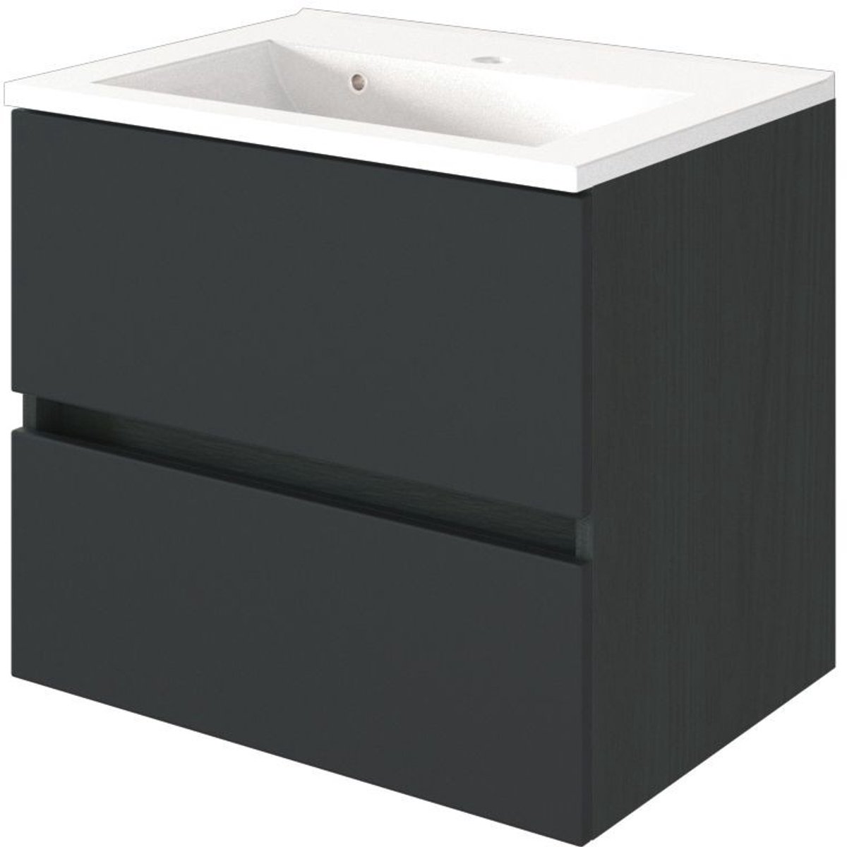 Wastafelmeubel Brama 60cm 2 lades - grafiet/mat grijs - Held - Wastafelmeubels zwevend - Grijs - MDF; Spaanplaat - Wastafelmeubels zwevend -