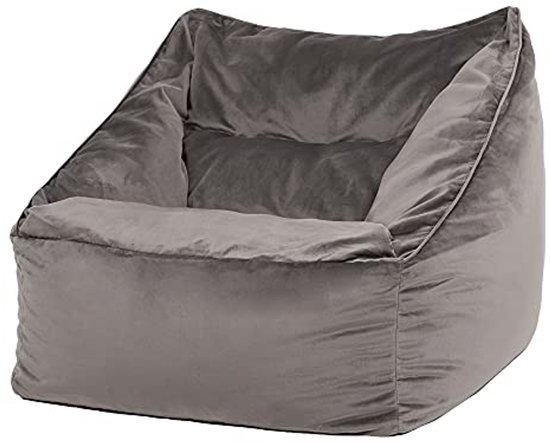 icon Natalia Bean Bag Armchair, Dark Grey, Velvet Fabric, Bean Bag Adult with Filling Included, Bean Bag, Bedroom, Living Room, Living Room Furniture