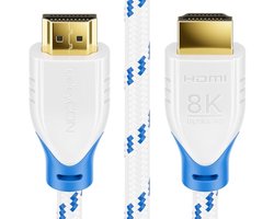 deleyCON 0.5m 8K HDMI 2.1 Short Cable (48G, ULTRA Highspeed) 8K@60Hz 4K@120Hz 2K@144Hz/165Hz EARC HDCP 2.3/2.2 - Compatible with DTS:X Dynamic HDR Dolby Atmos TV PS5 Xbox Soundbar Monitor - White