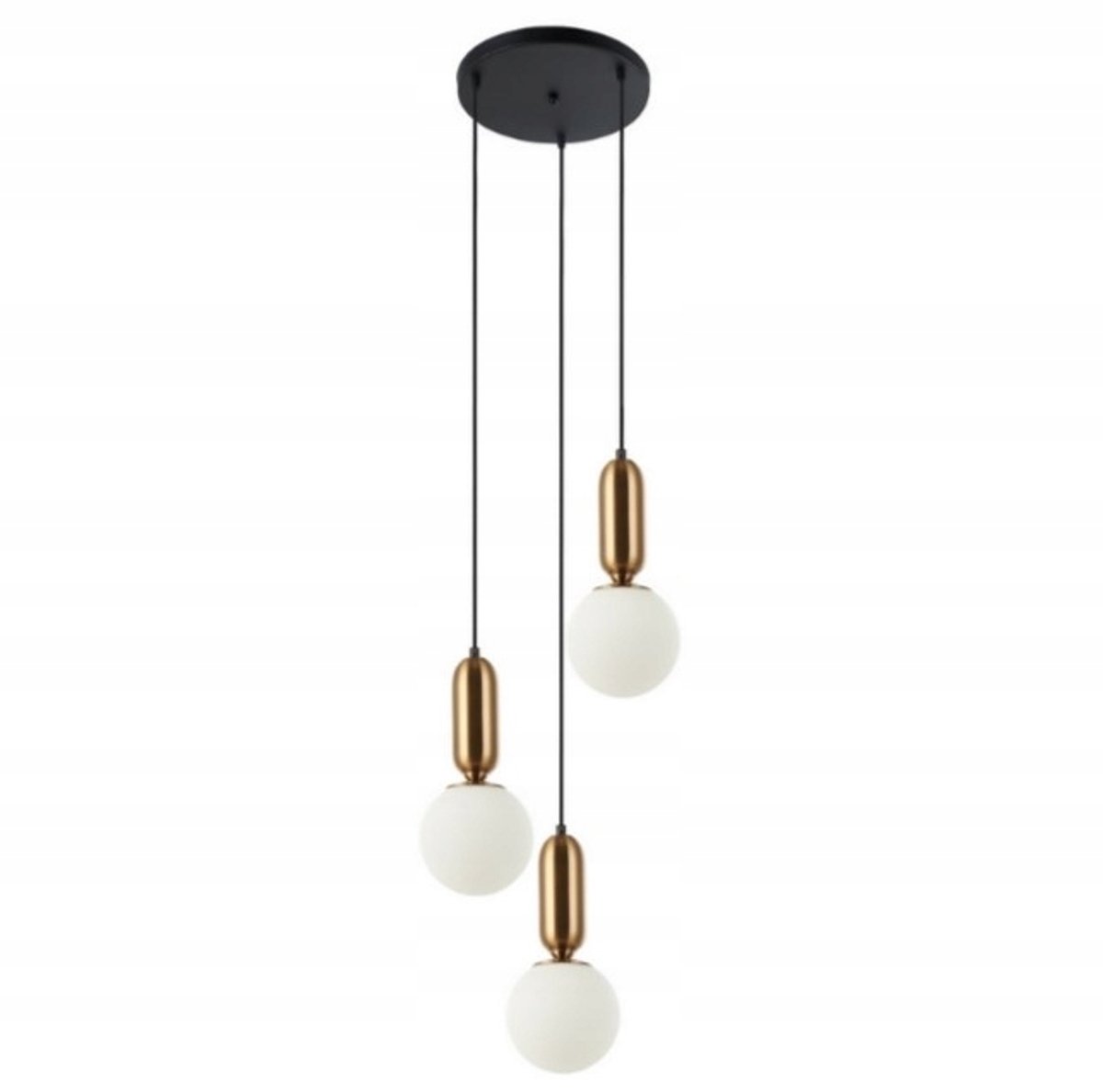 Gouden Hanglamp ALDEVA 3S met 3 Witte Glazen Kappen E27