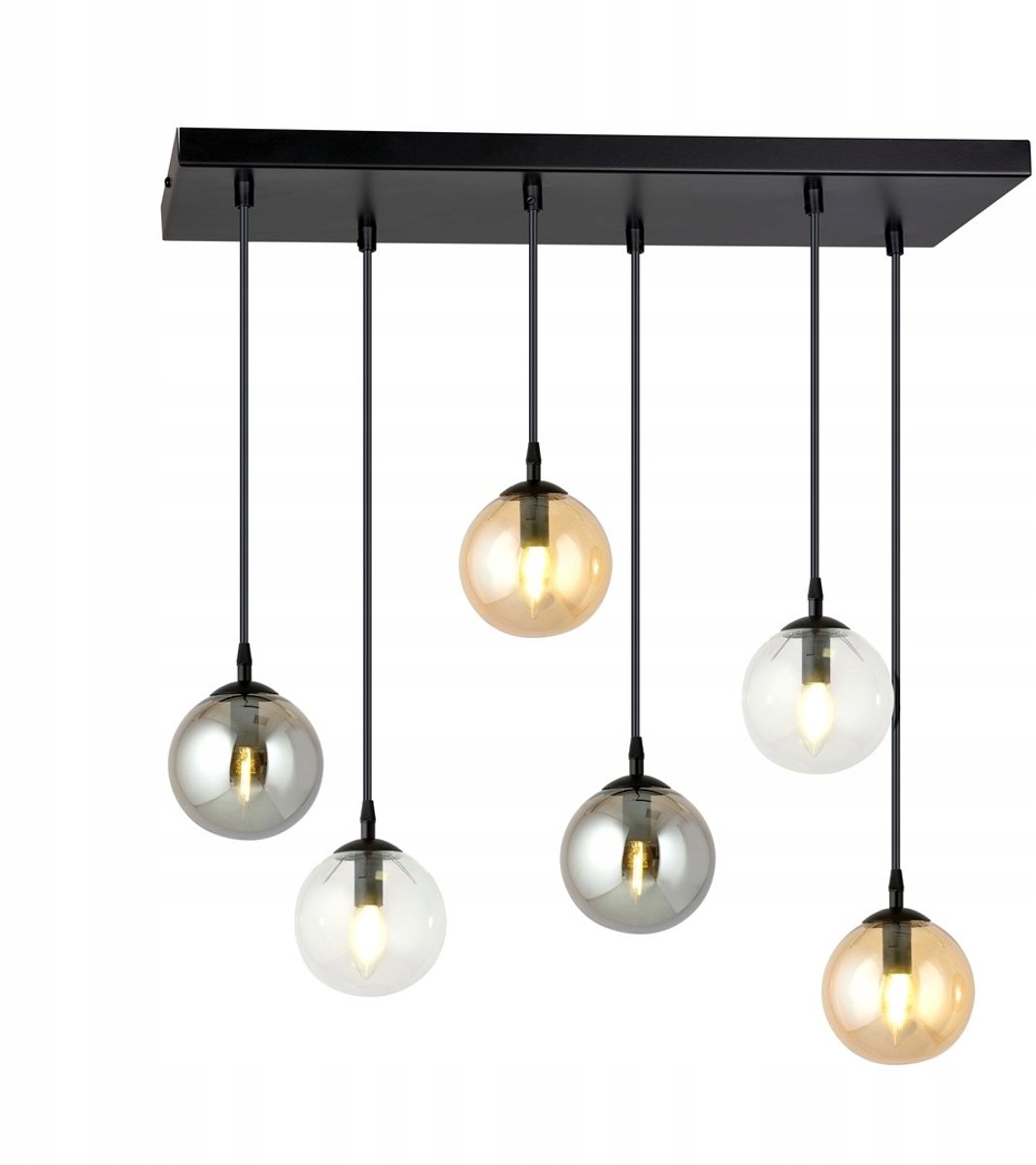 VEGAS Hanglamp met glazen kap - 6xE14 - Verstelbaar - 3 kleuren