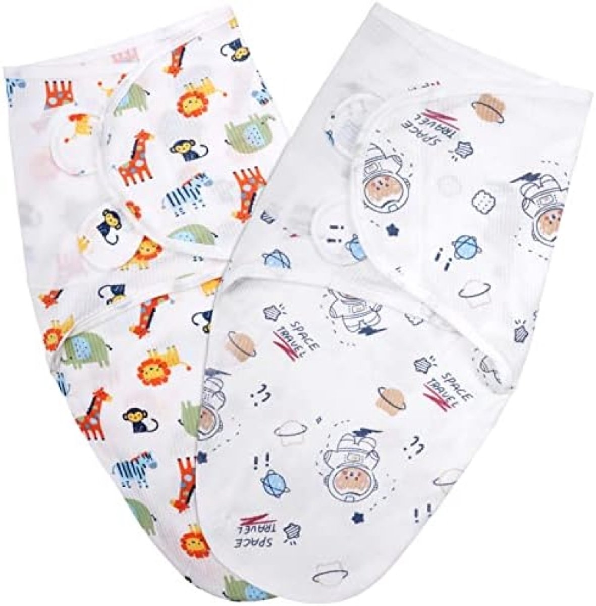 PromoHome Biologische Katoenen Inbakerdoek 2-Pack voor Pasgeborenen 0-3 Maanden - Universeel Verstelbaar met Klittenband - Zacht en Ademend Baby Inbakerdekens voor Jongens en Meisjes