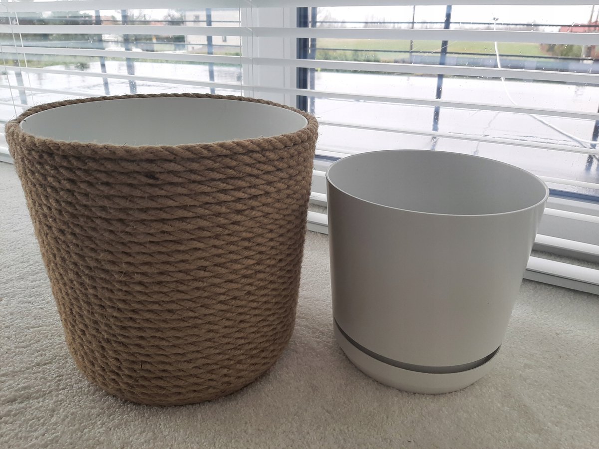 BOHO Jute Sierpot 28cm met Witte Pot - Natuurlijk & Handgemaakt