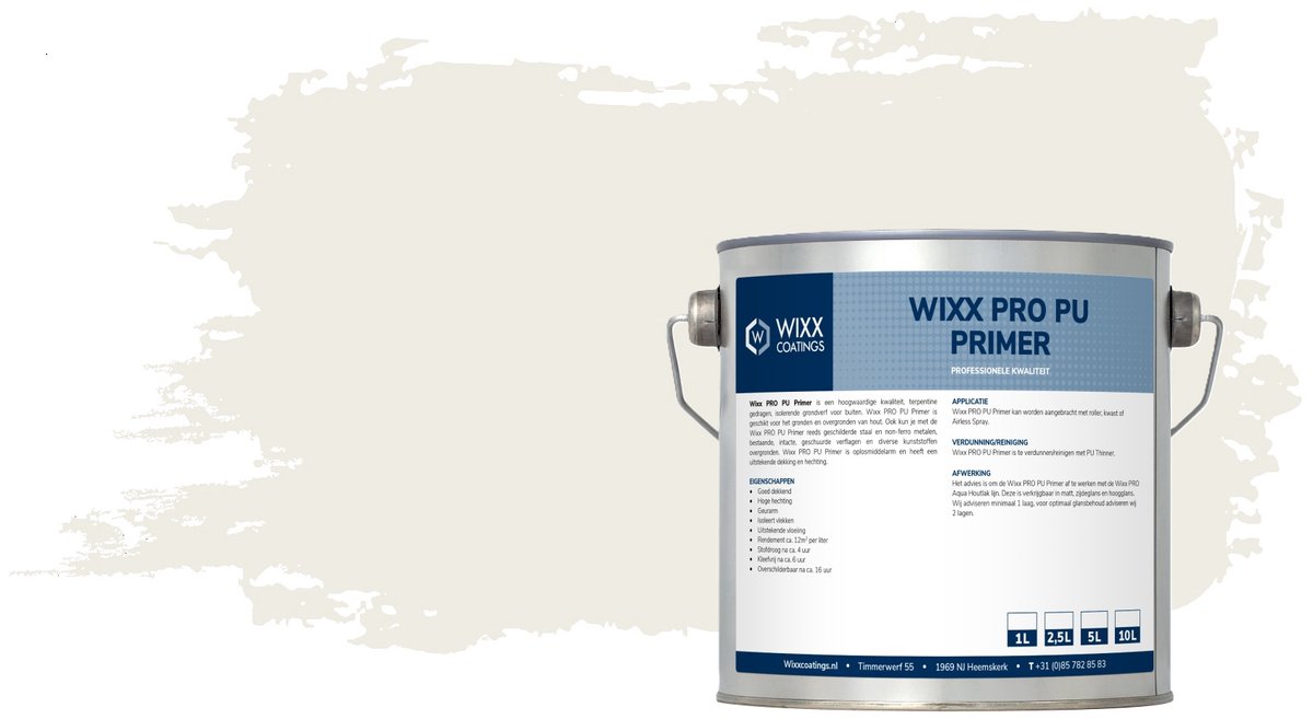 Wixx PRO PU Primer - 2.5L - RAL 9010 | Zuiver Wit