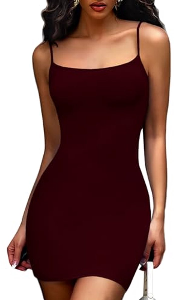 Nauwsluitende Zomerjurk voor Dames - Korte Bodycon Cami Tankjurk Mouwloos Mini-Jurk
