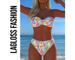 LaGloss® Dames Strapless Bikini Set - 2 - Delig - Modieuze Zomerprint - Hoog elastische & Sneldrogende Stof - Sexy Zomerse Strandkleding