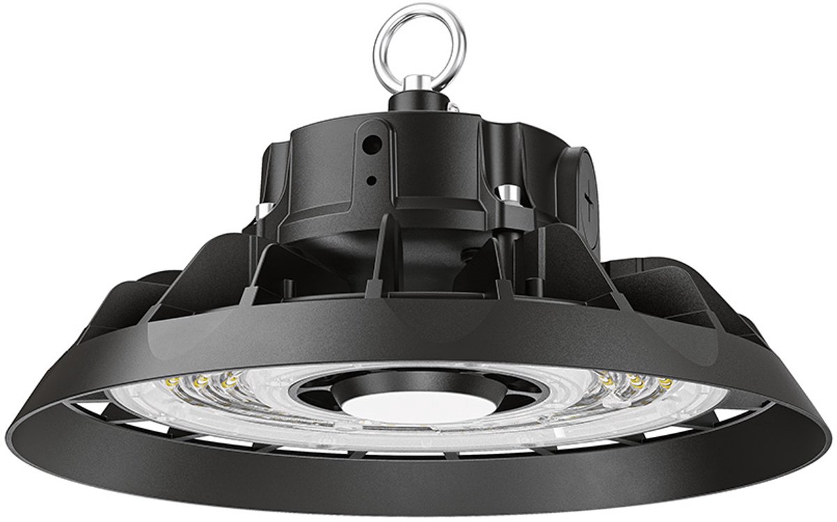 HOFTRONIC Helix LED High Bay - 150 Watt 22.500 Lumen (150lm/W) - Philips Driver - 4000K neutraal wit - IP65 waterdicht - Lumileds LED-chips - IK08 - Flikkervrij Zwart