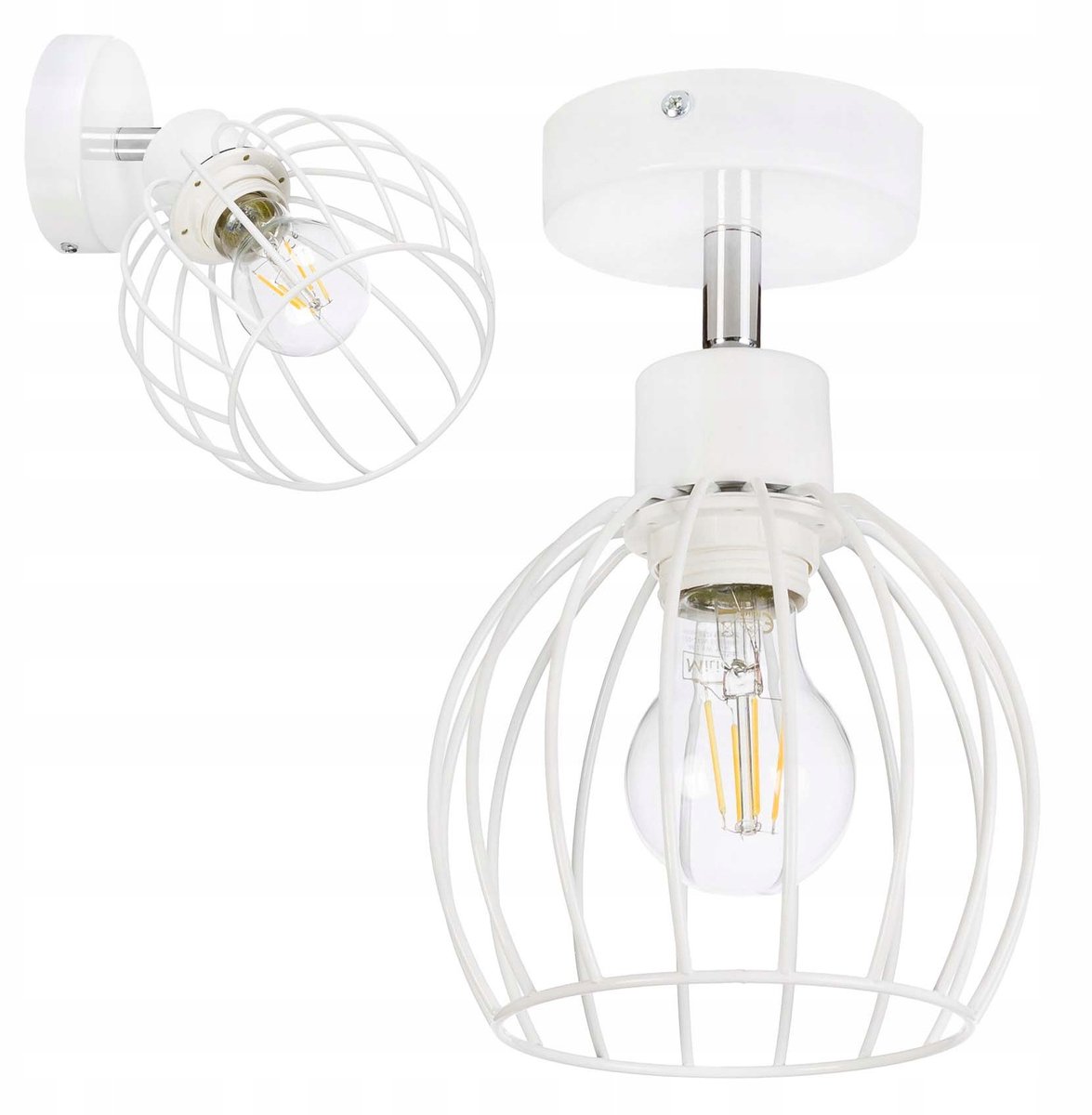 Witte Wandlamp Draadbol E27 Verstelbaar Loft Stijl