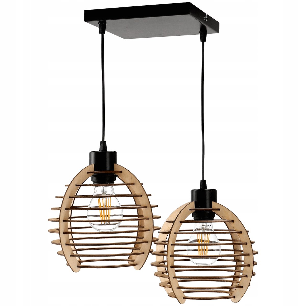 Hanglamp met houten kap - Retro Stijl - E27 Fitting