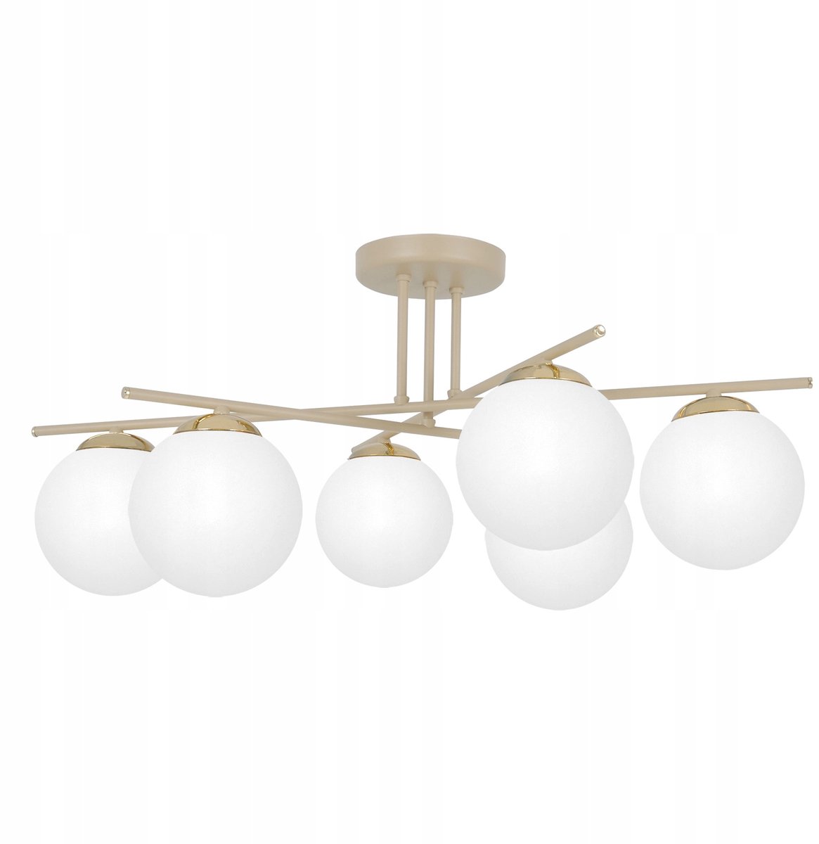 Savia Plafondlamp Beige Goud Melkwit Kapjes 6xE14