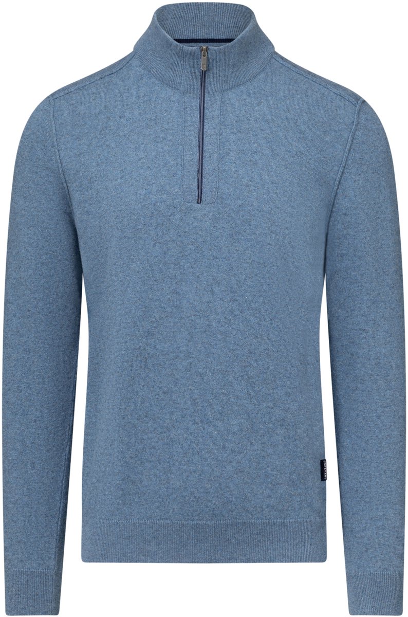 State Of Art Half Zip Trui Wool Blend Melange Blauw - Maat 3XL - Heren - Pullovers