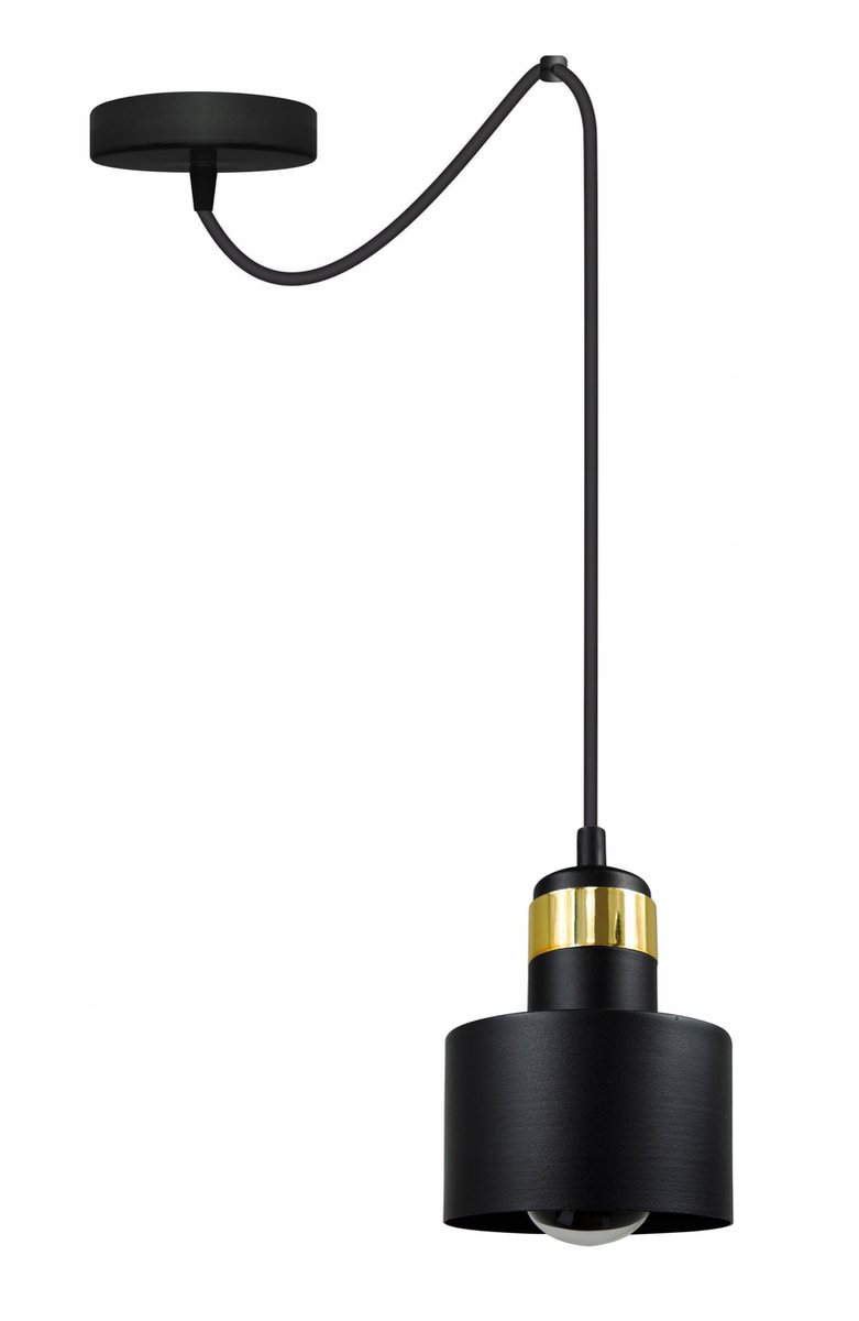 Moderne hanglamp Porto E27 Zwart/Goud - In hoogte verstelbaar