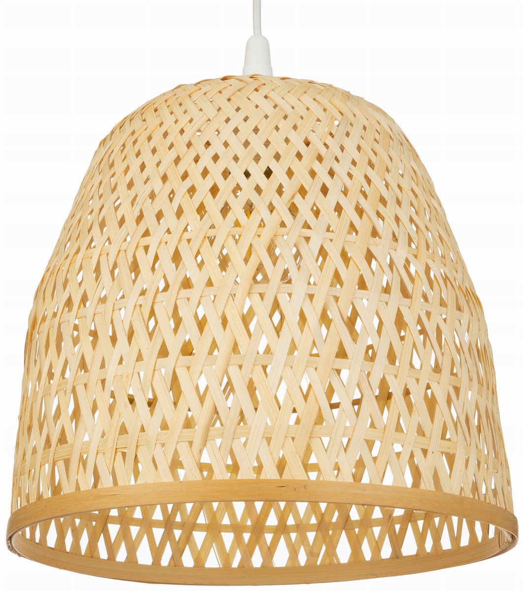 Bohémien Hanglamp Bamboe Wit 30cm - Natuurlijk & Stijlvol