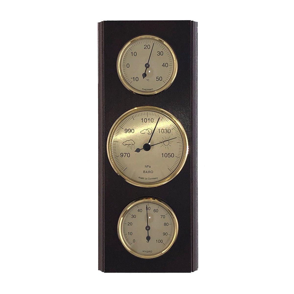 SELVA weerstation, met thermometer-, hygrometer- en barometerdisplays, gemaakt in Duitsland