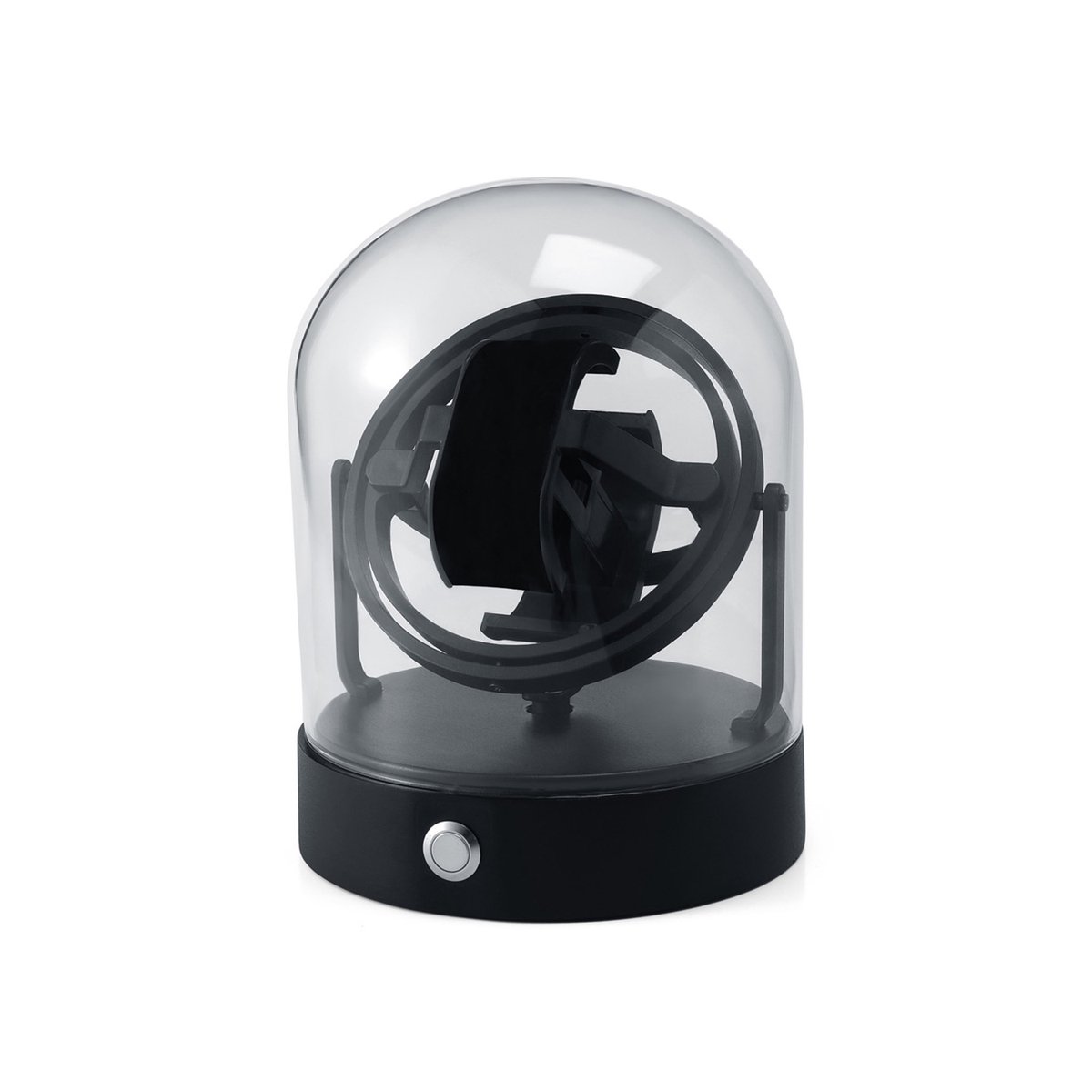 Horlogeopwinder 360 graden, met echte glazen koepel en metalen voet