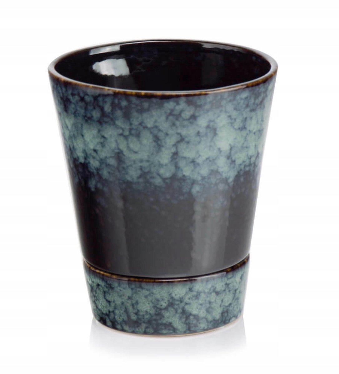 Keramische Pot met Schotel Blauw 14 x 14 cm
