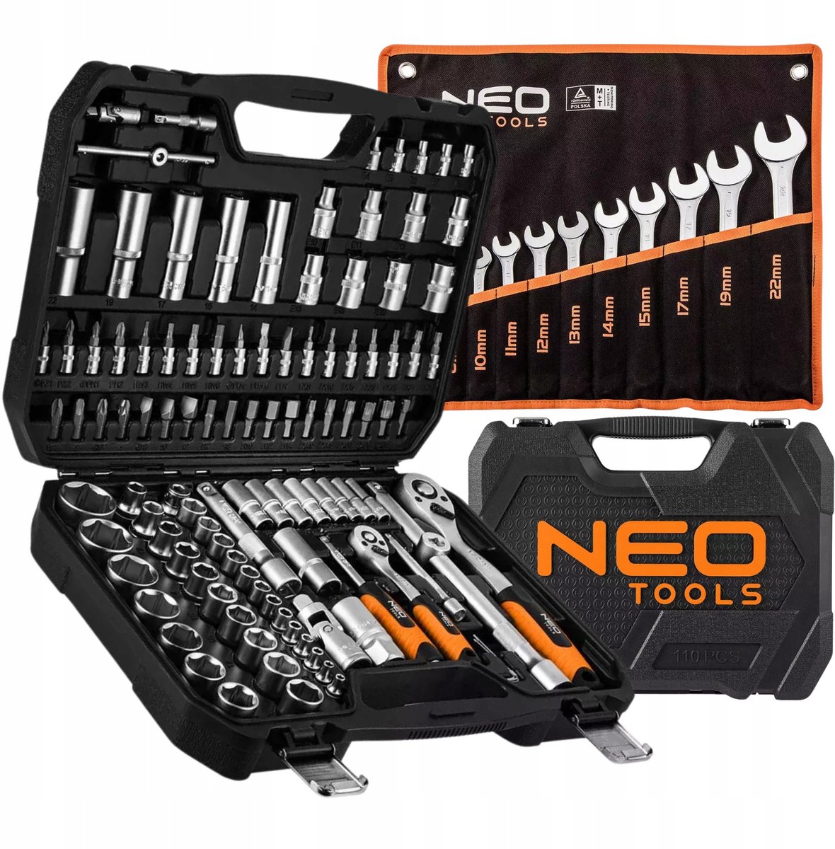 NEO Gereedschapset 110-delig: Dop- & Ringsteeksleutels