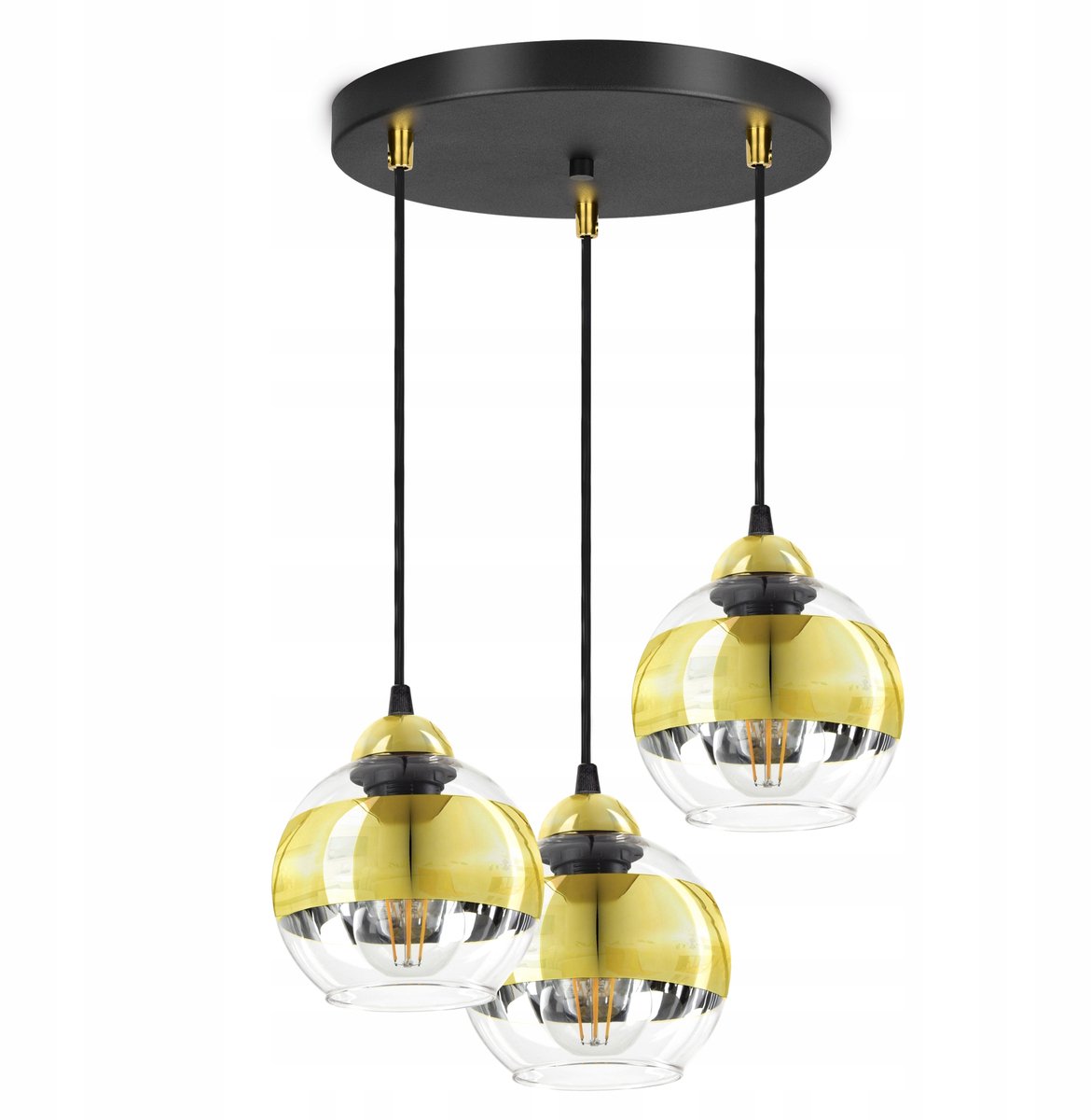 Luxe Glazen Plafondlamp Zwart Goud EZ3 LED - 3 Lampen